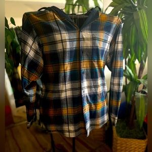 Flannel button up hoodie